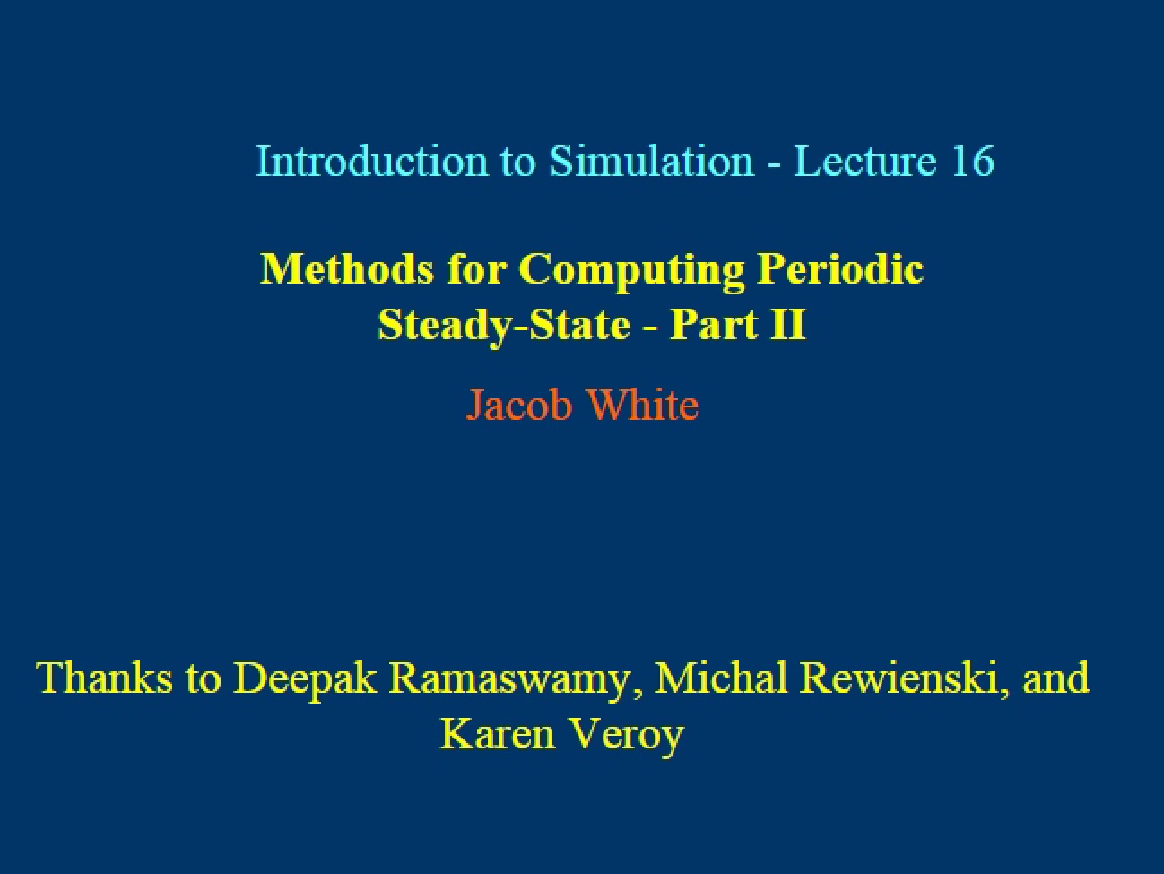 Periodic Computation Techniques