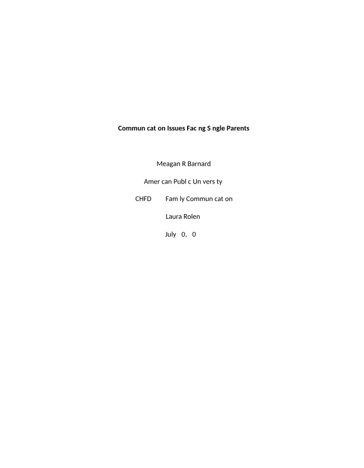 Communication Issues for Single Parents
