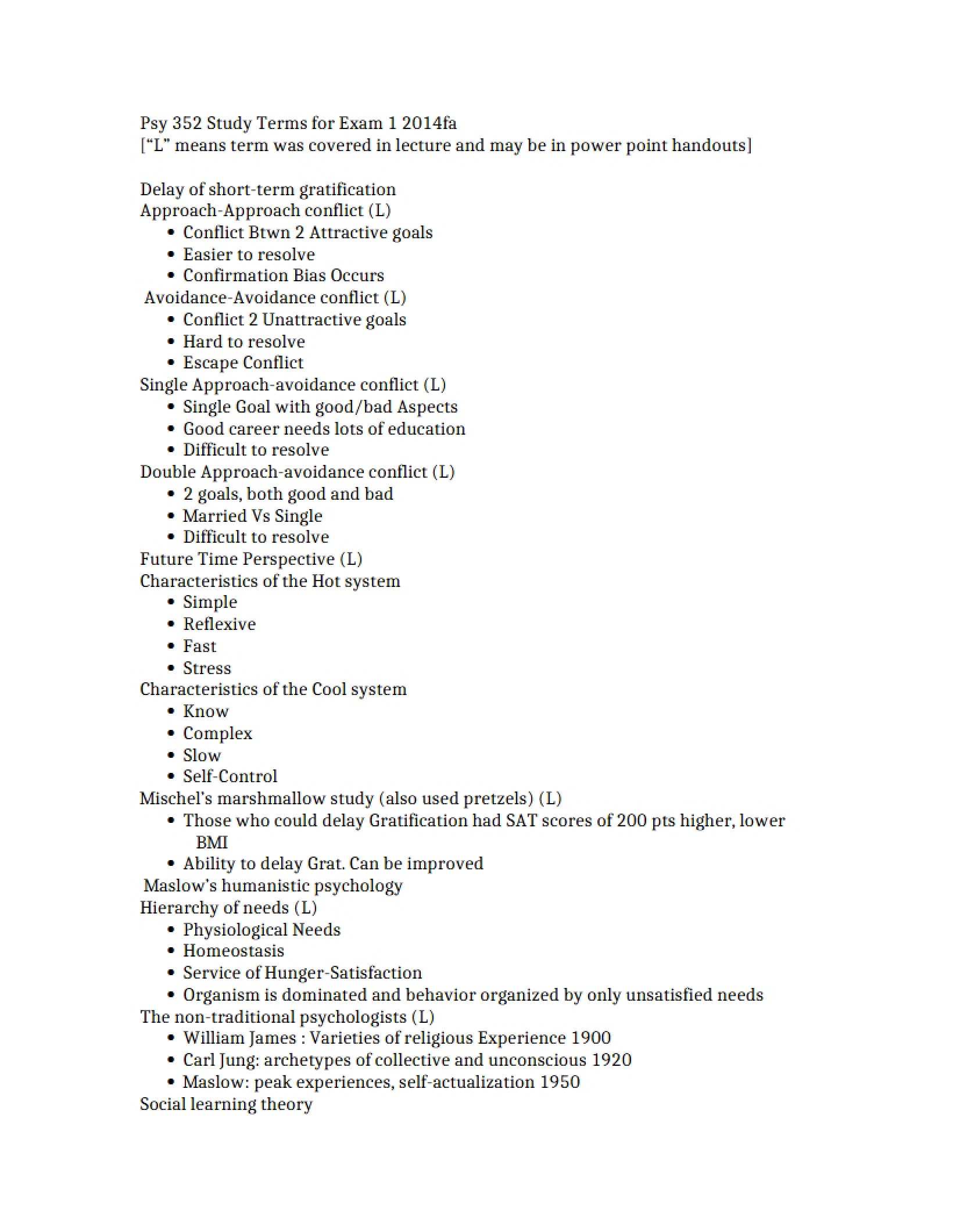 Exam 1 Study Terms - Health Psych