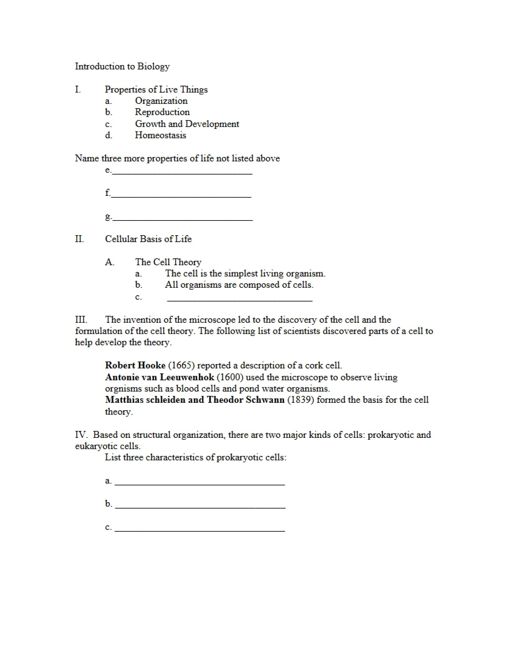 Biology Introduction