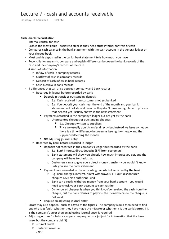 Cash and Accounts Receivable Management