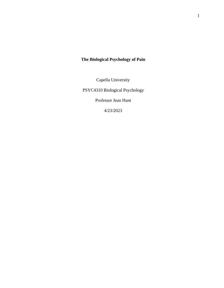 Biological Psychology of Pain
