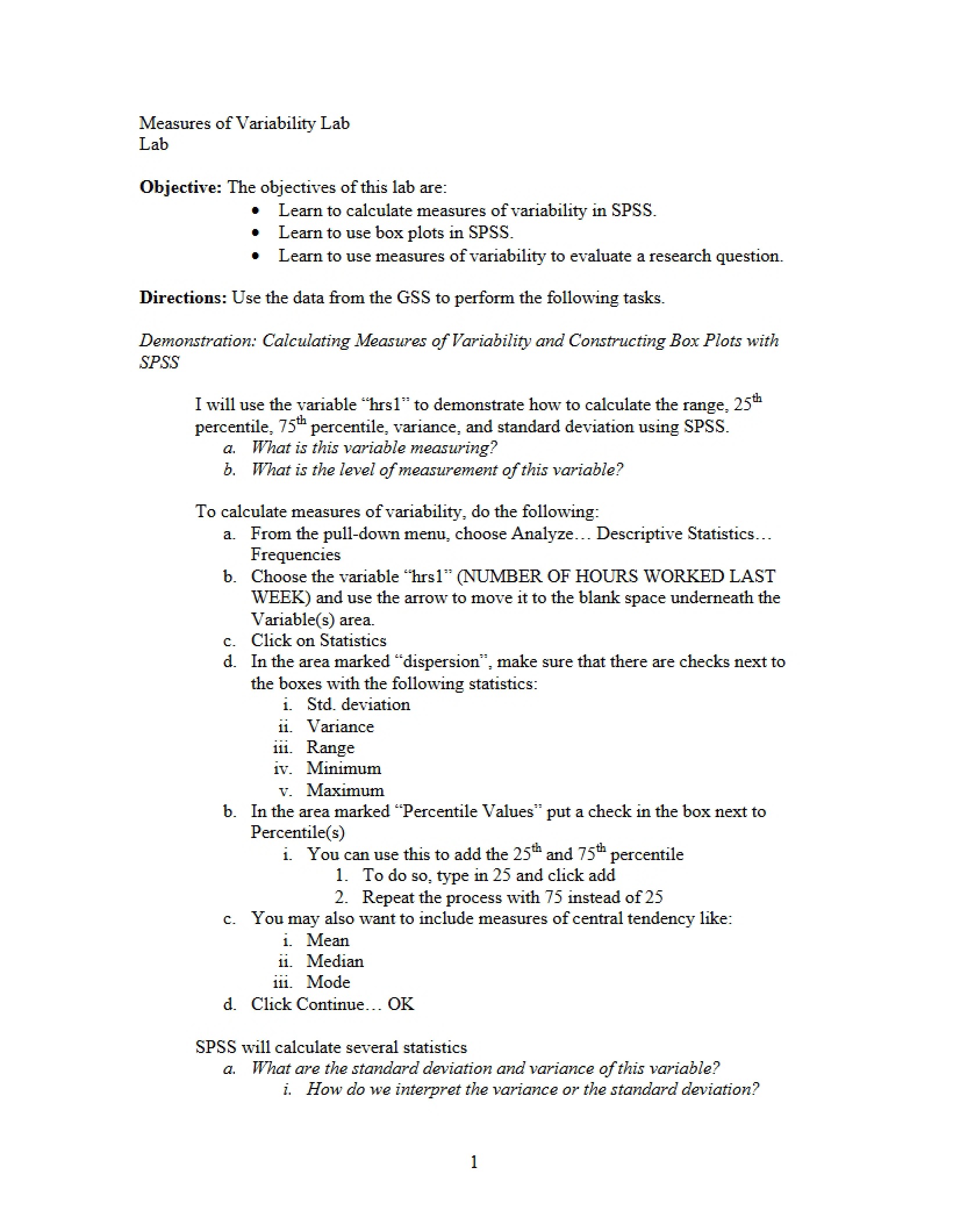Lab Variability Measures