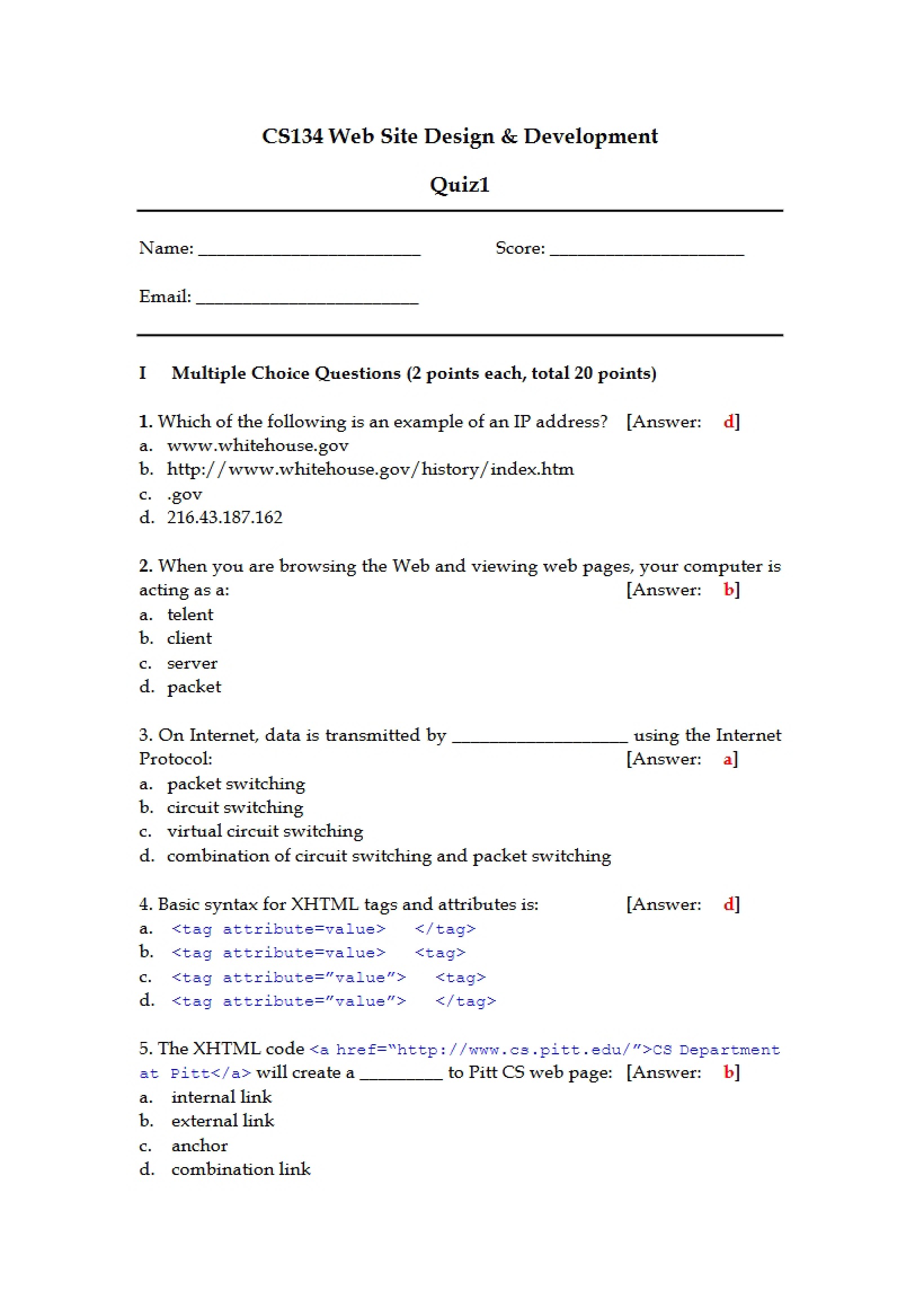 Course Quiz