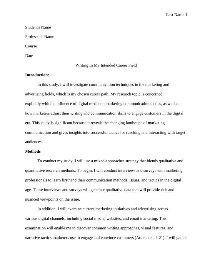 Writing for My Intended Career Field