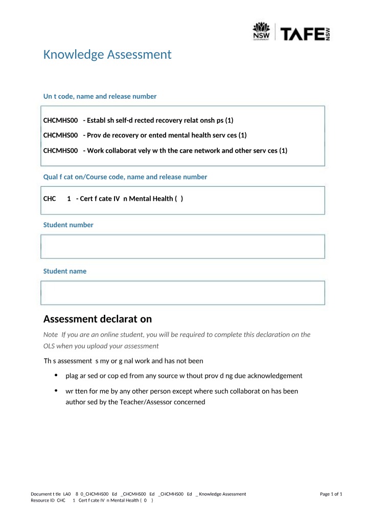 CHC43315 Knowledge Assessment 2