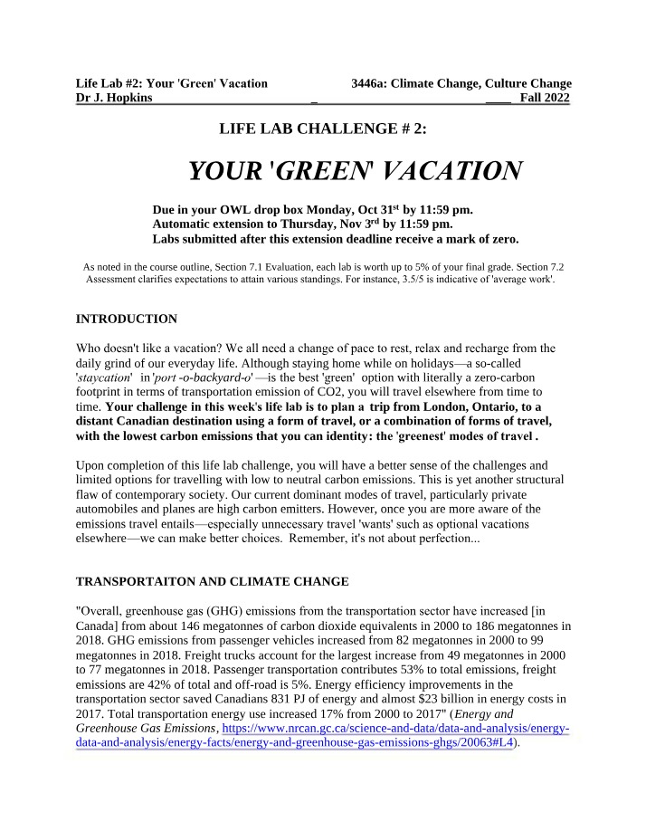 Your Green Vacation - Life Lab 2