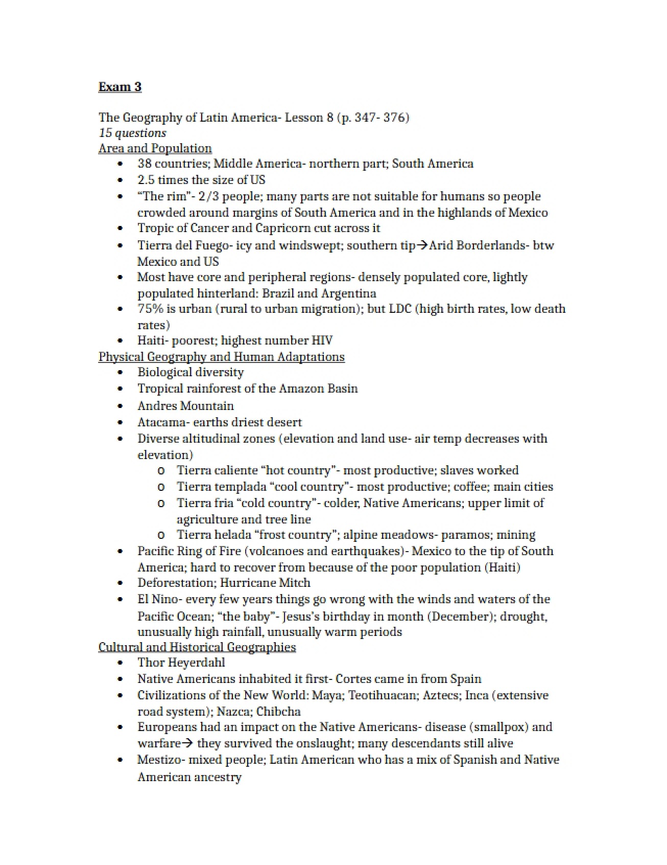 Study Guide for Third Examination