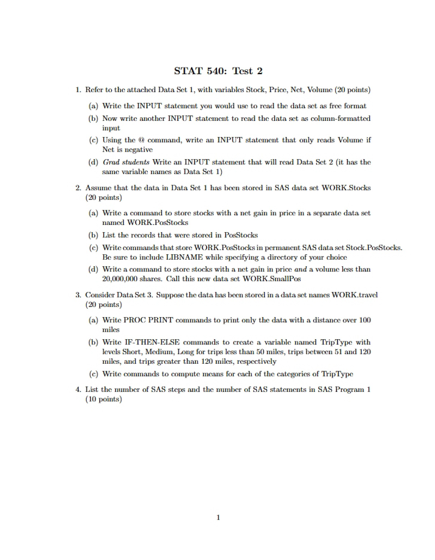 Test Two for STAT 540