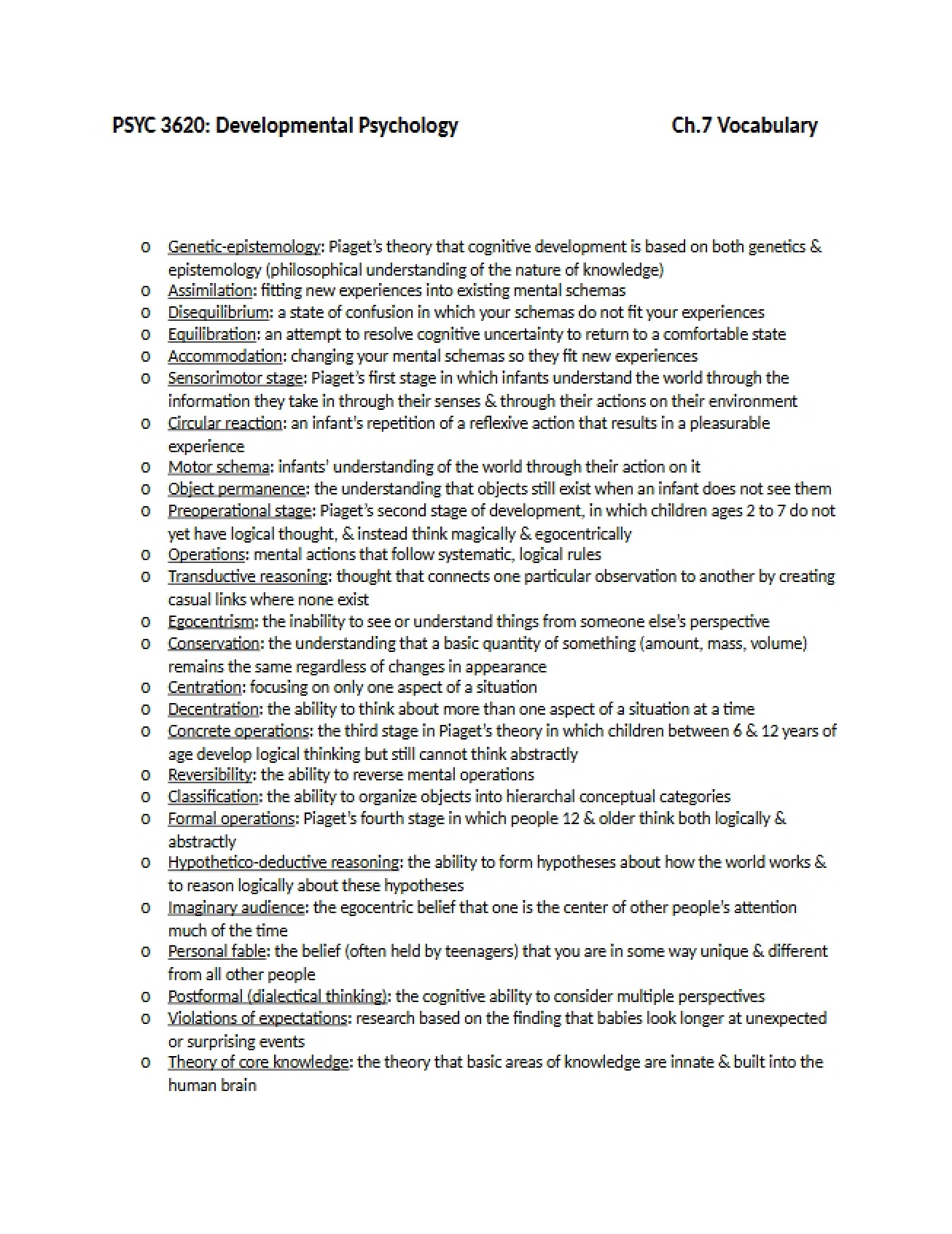 Vocabulary for Chapter Seven