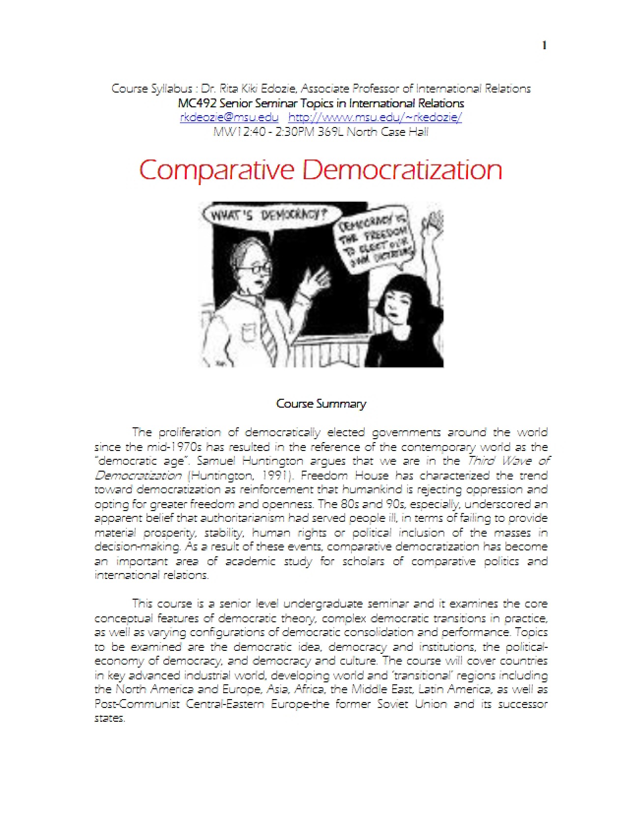 Comparative Democracy Syllabus (Fall 09)