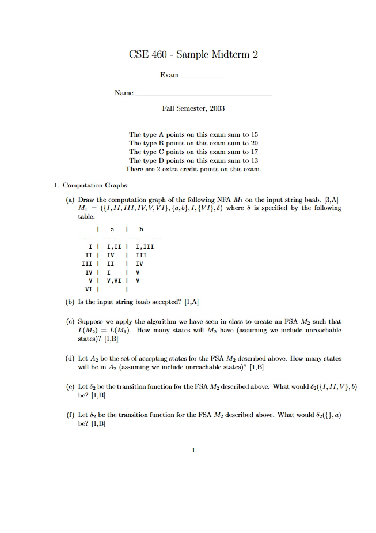 Second Sample Midterm