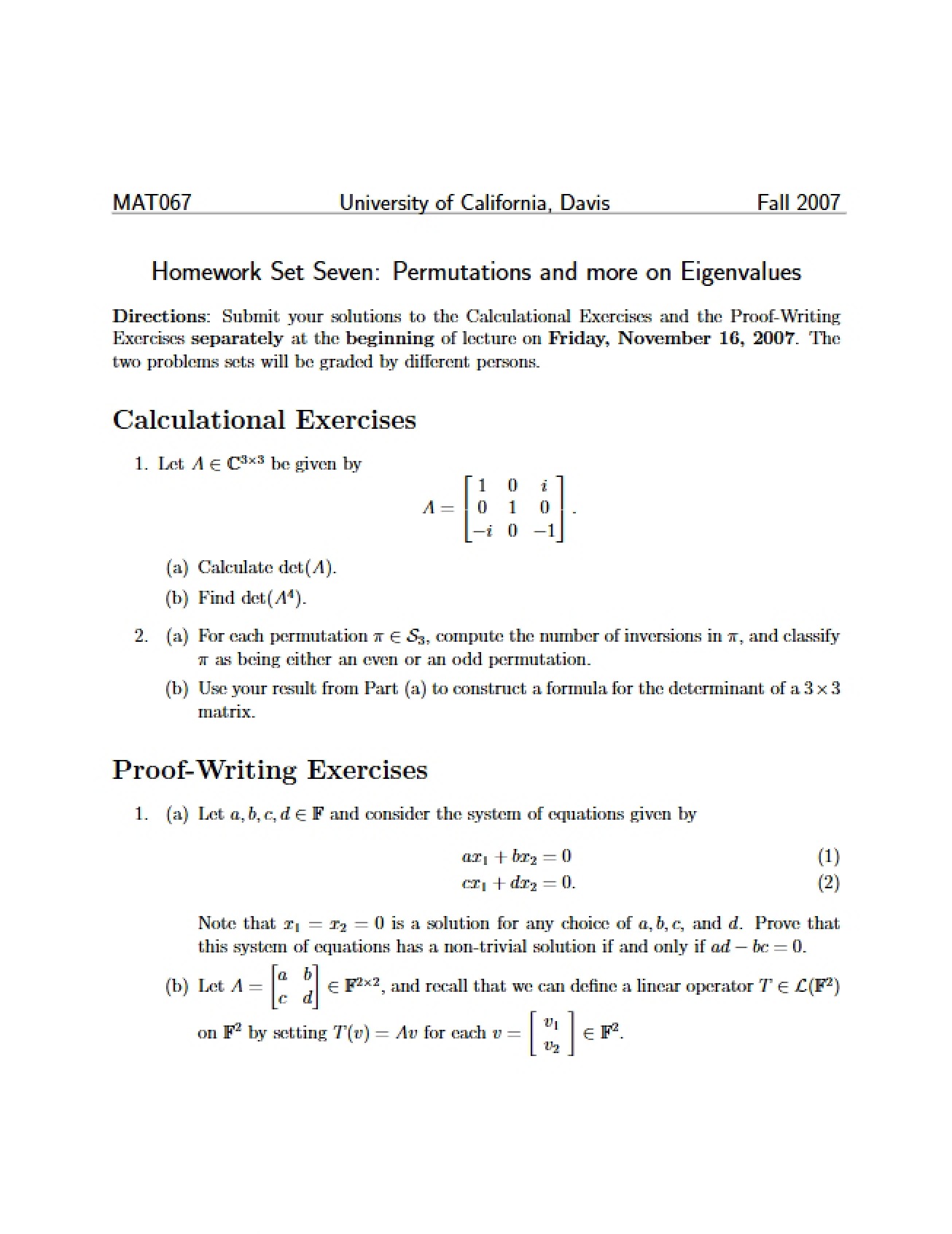 Eigenvalues and Permutations