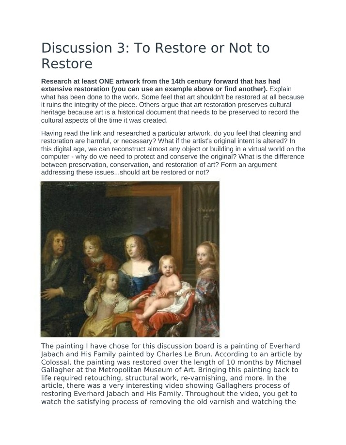 Art Restoration - The Importance of Restoring Everhard Jabach