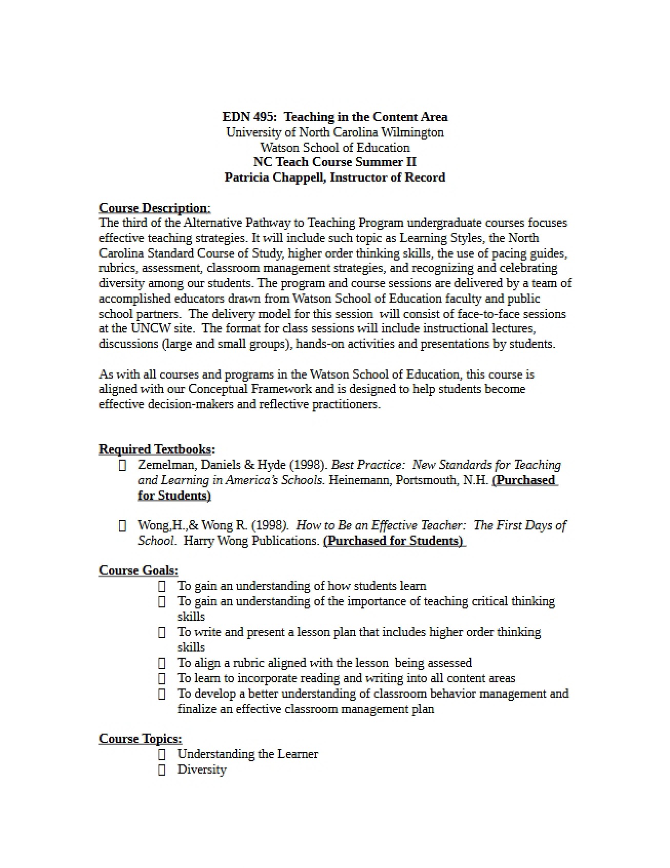 Content Area Teaching