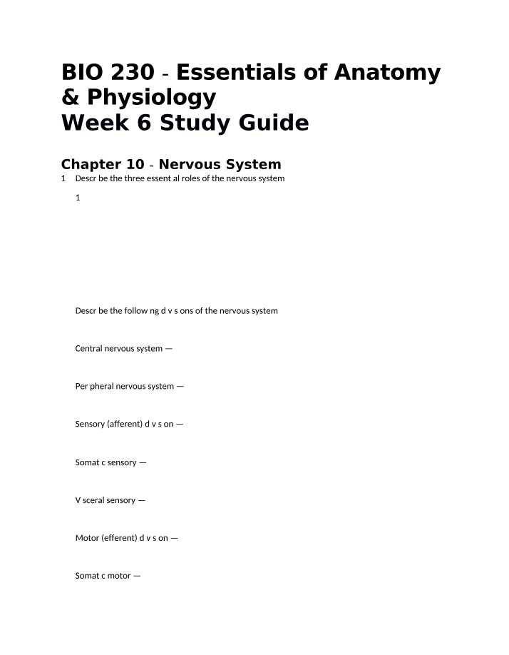 Nervous System - Essentials of Anatomy & Physiology Chapter 10