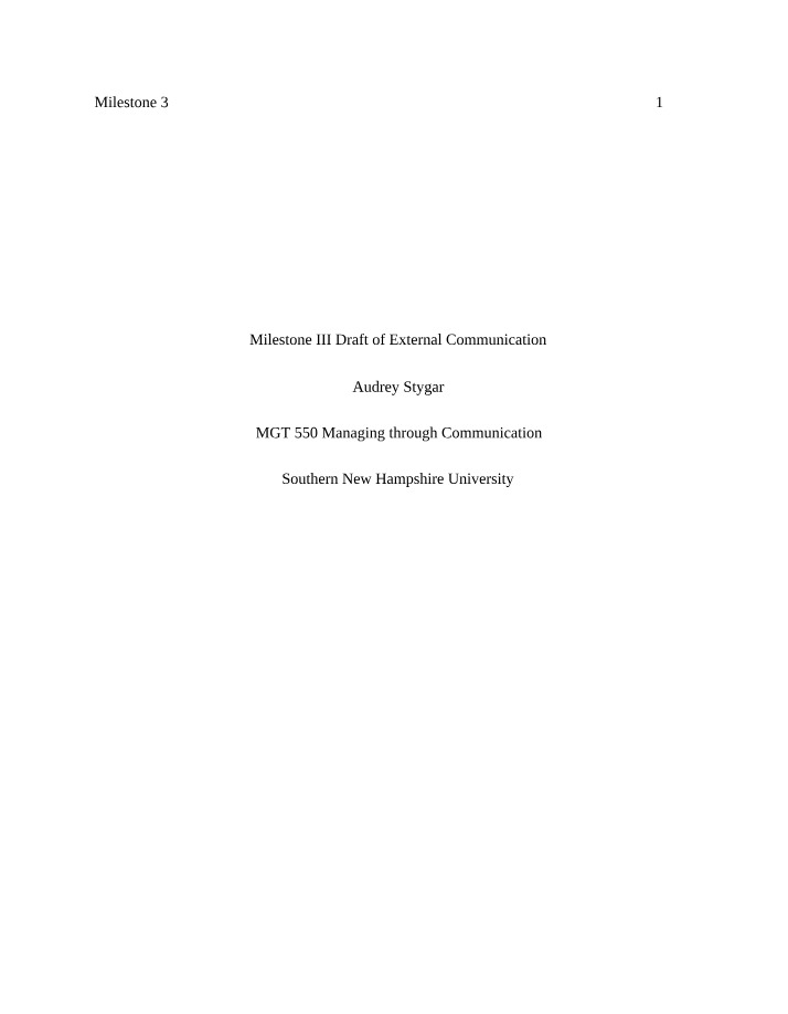 Milestone III - External Communication Draft