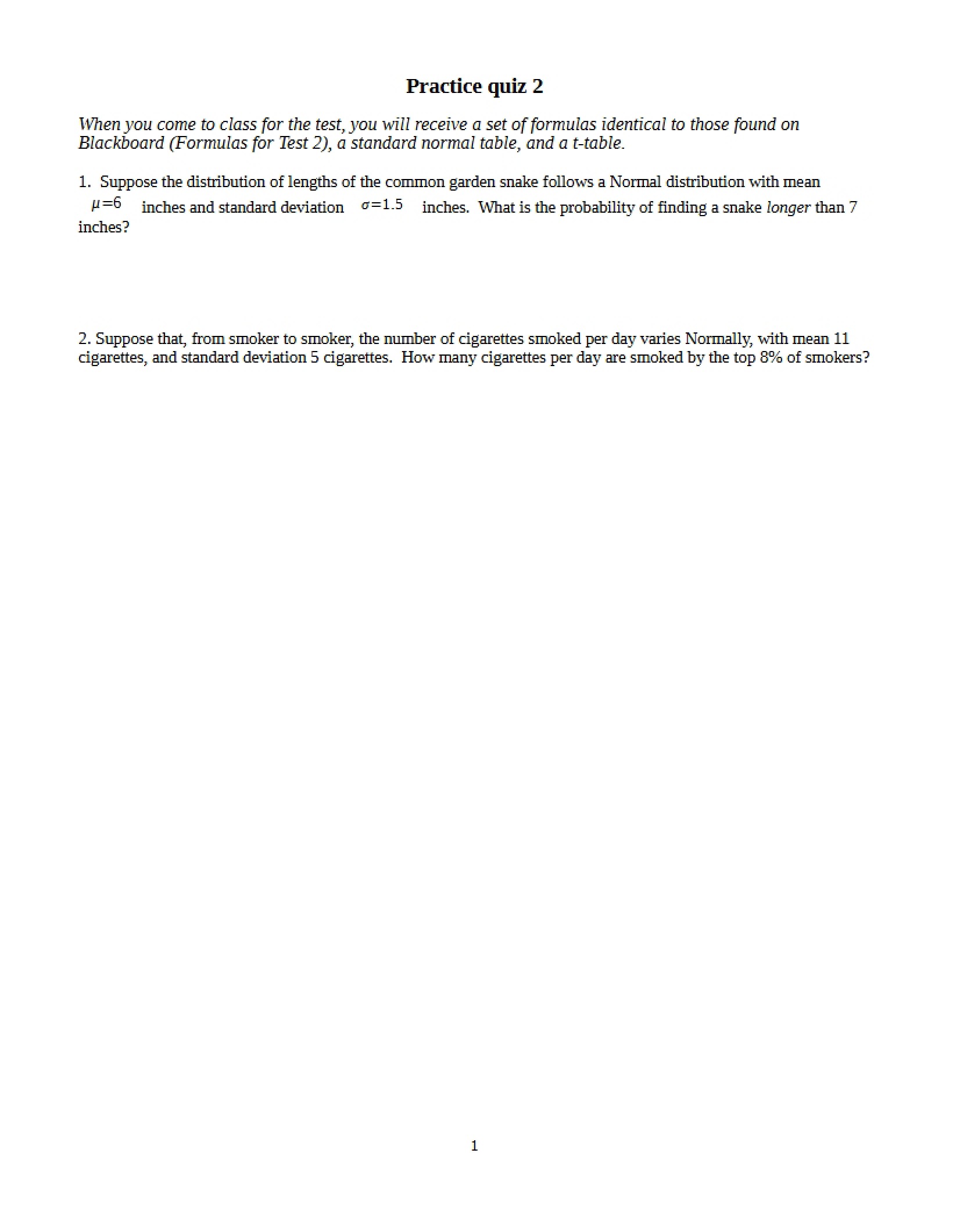 Fall 13 Practice Quiz 2 Questions
