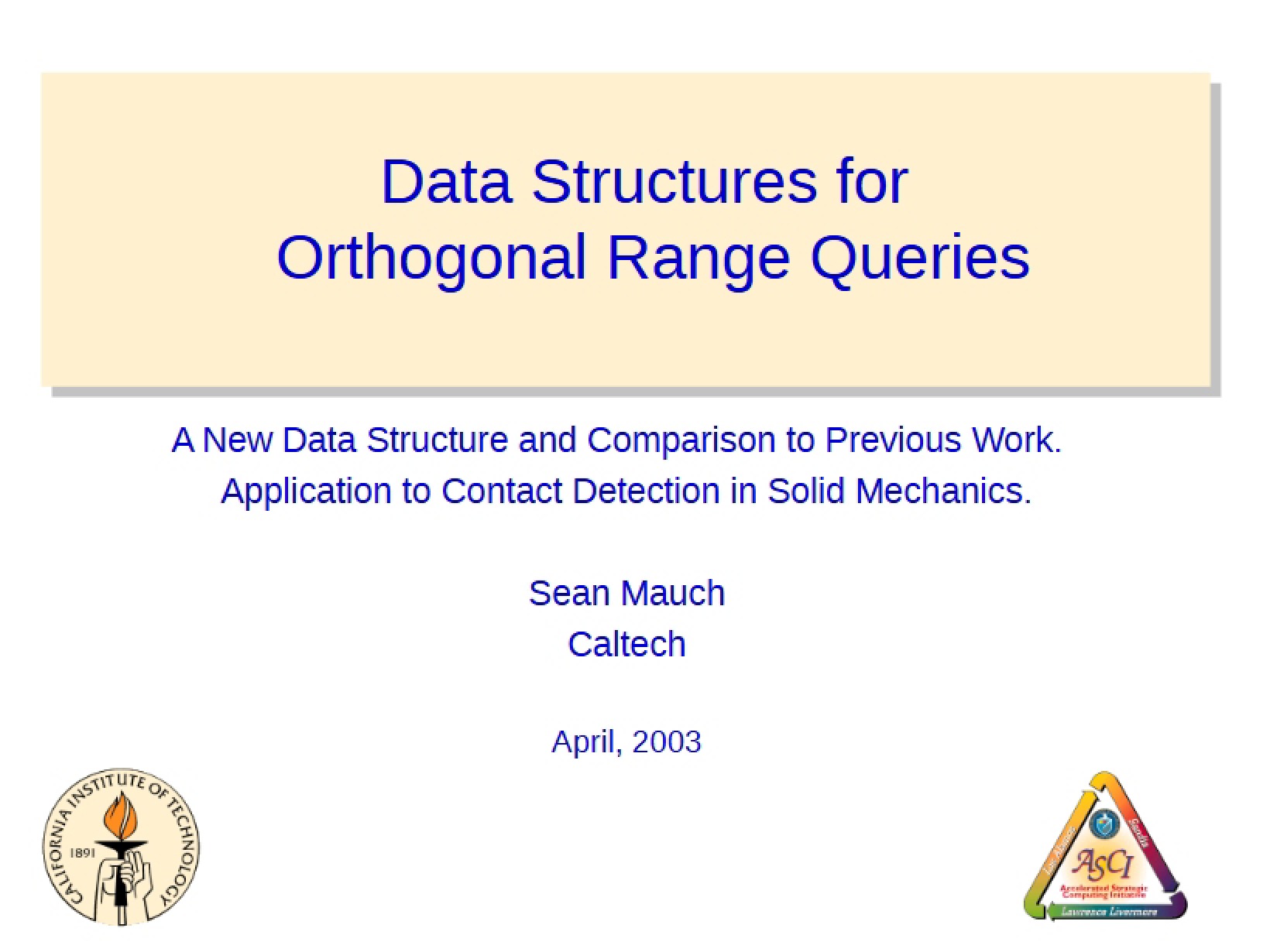 Orthogonal Range Queries Data Structures