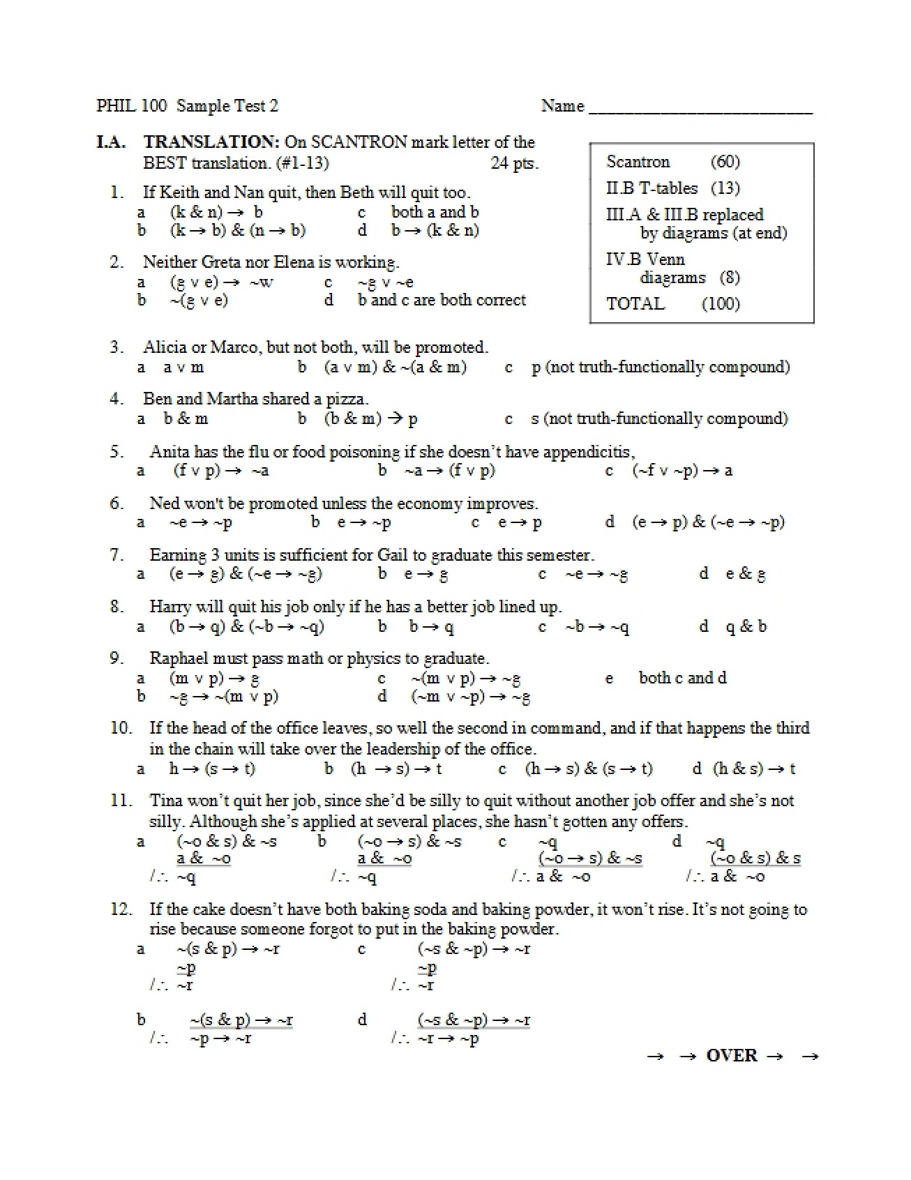 Second Sample Test