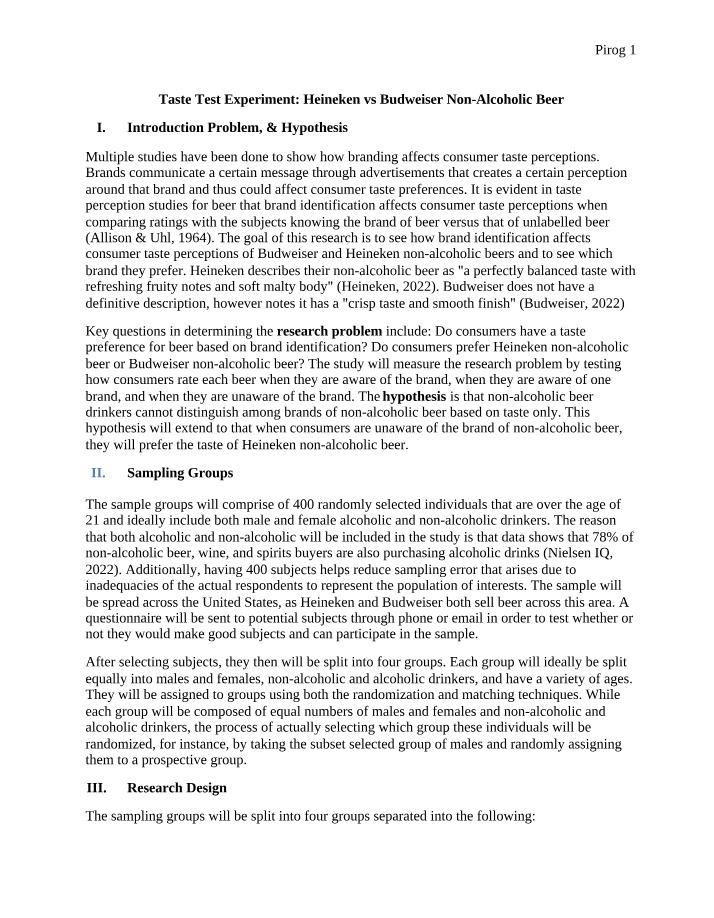 MKTG 3260 - Experimental Method