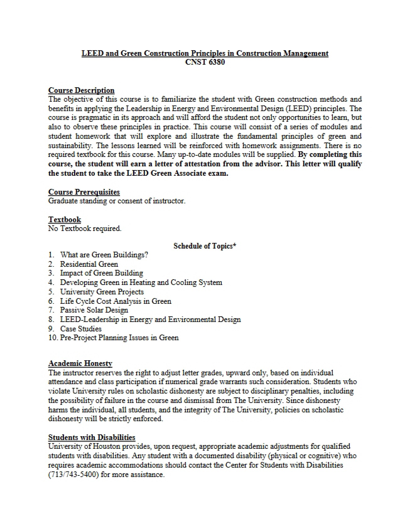 Syllabus LEED Principles