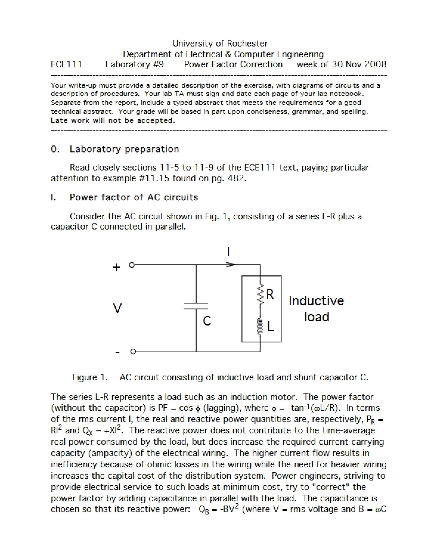 Power Factor Correction Lab 9