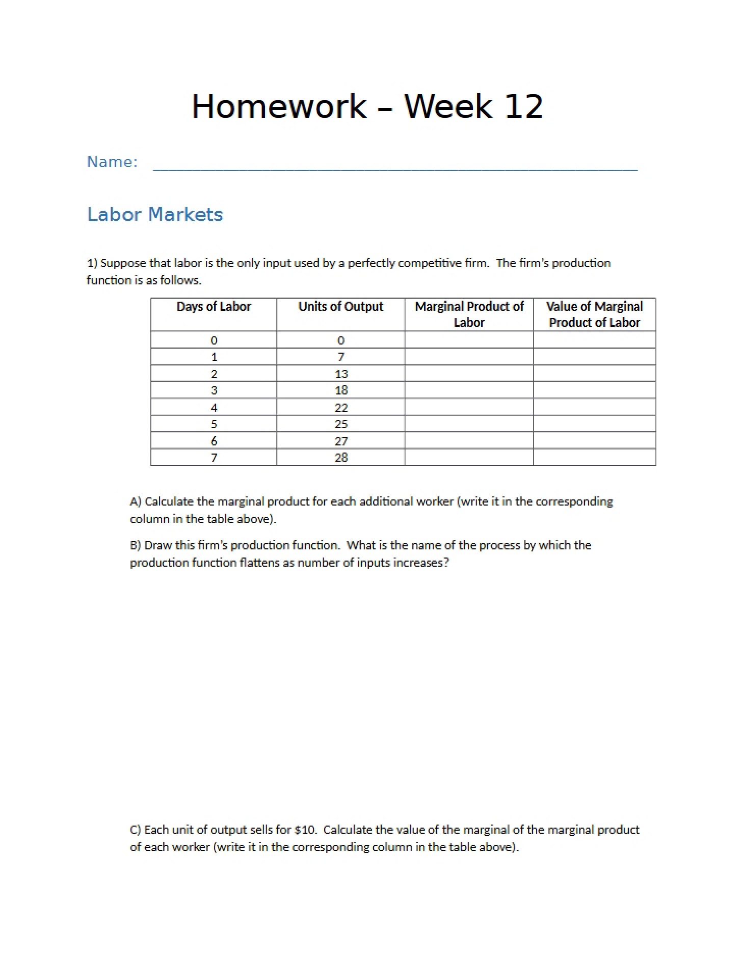 Week Twelve Homework
