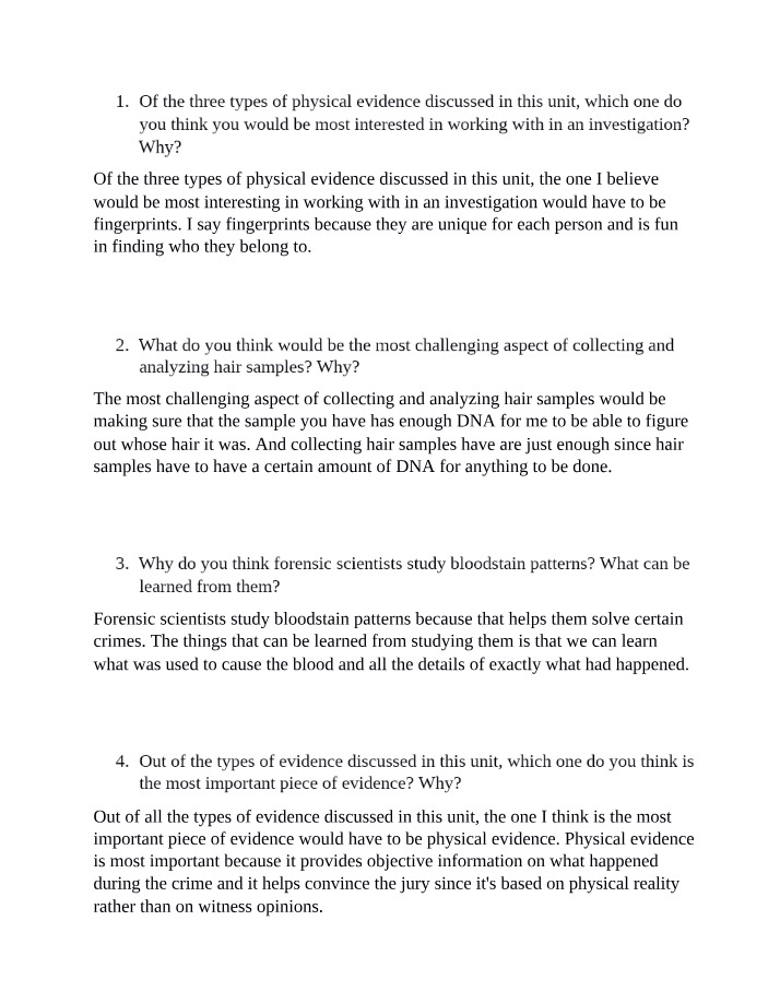 Critical Thinking Questions - FS 3 Unit 4