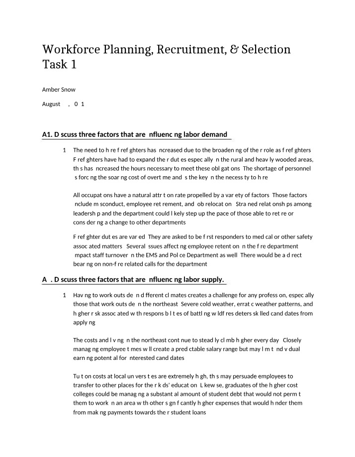 Task 1 - Workforce Planning (Amber)
