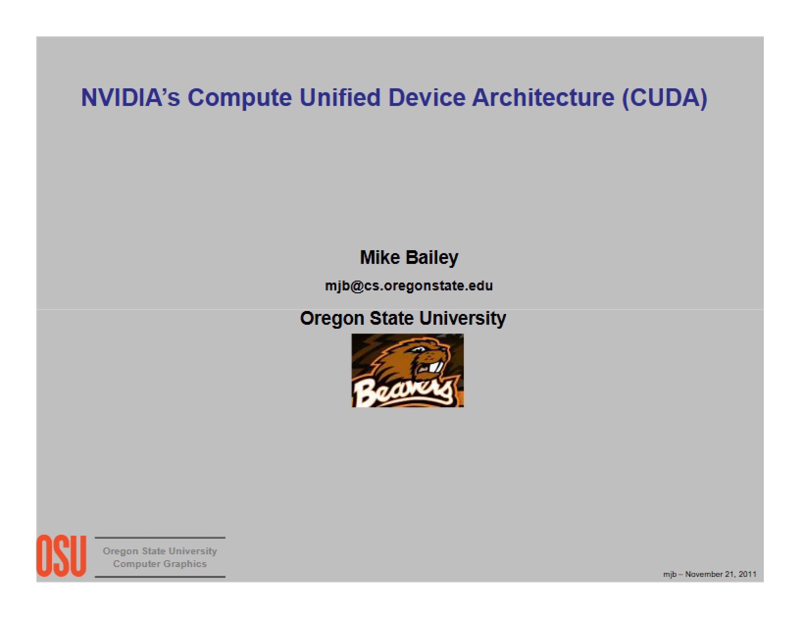 CS 419 Lecture Notes