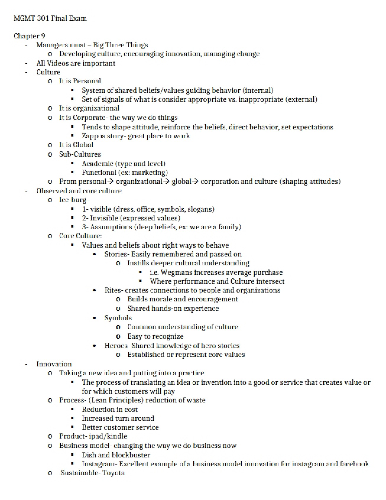 Management Final Exam