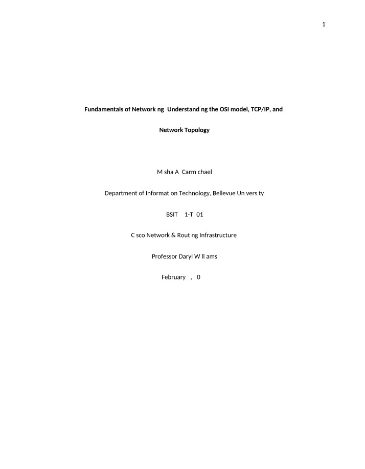 BSIT341 - Cisco Network & Routing Infrastructure