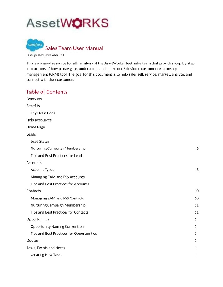 User Manual for Sales Team