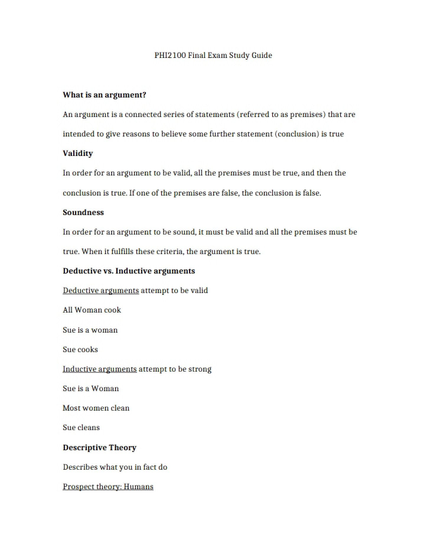 Study Sheet Final