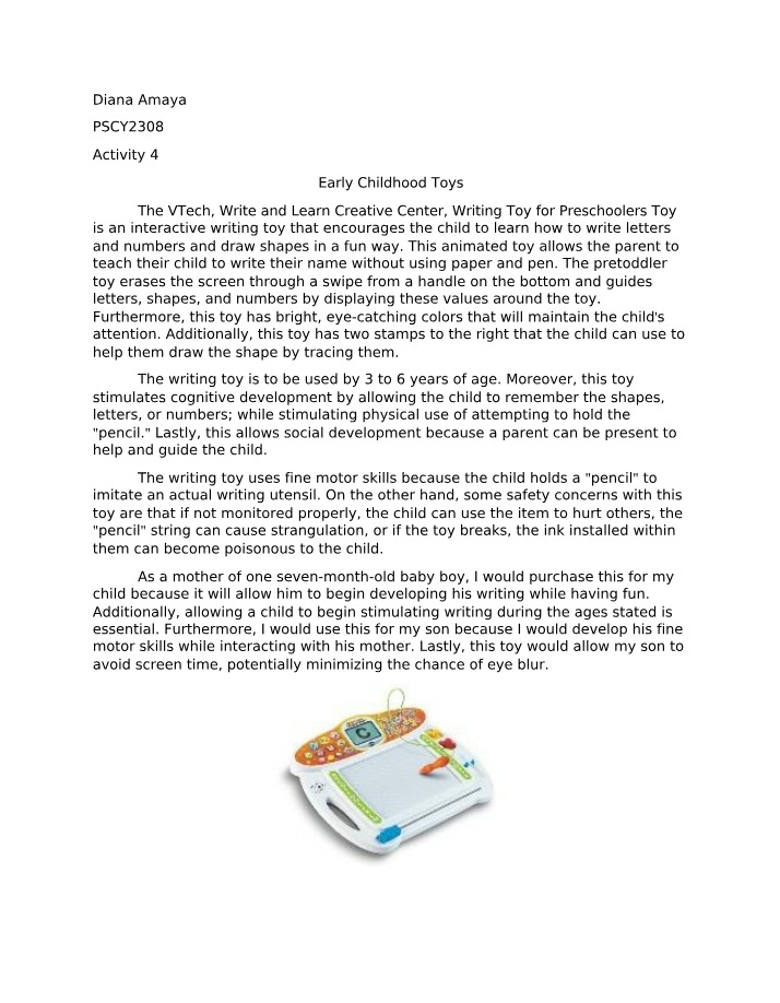 Activity 4 - VTech Write and Learn Creative Center