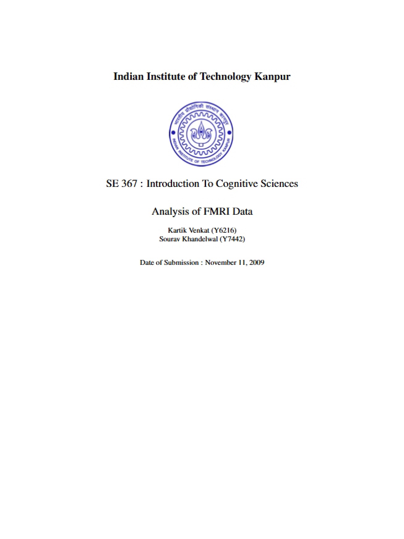 Analysis of fMRI Data in a Computational Imaging and Display Course