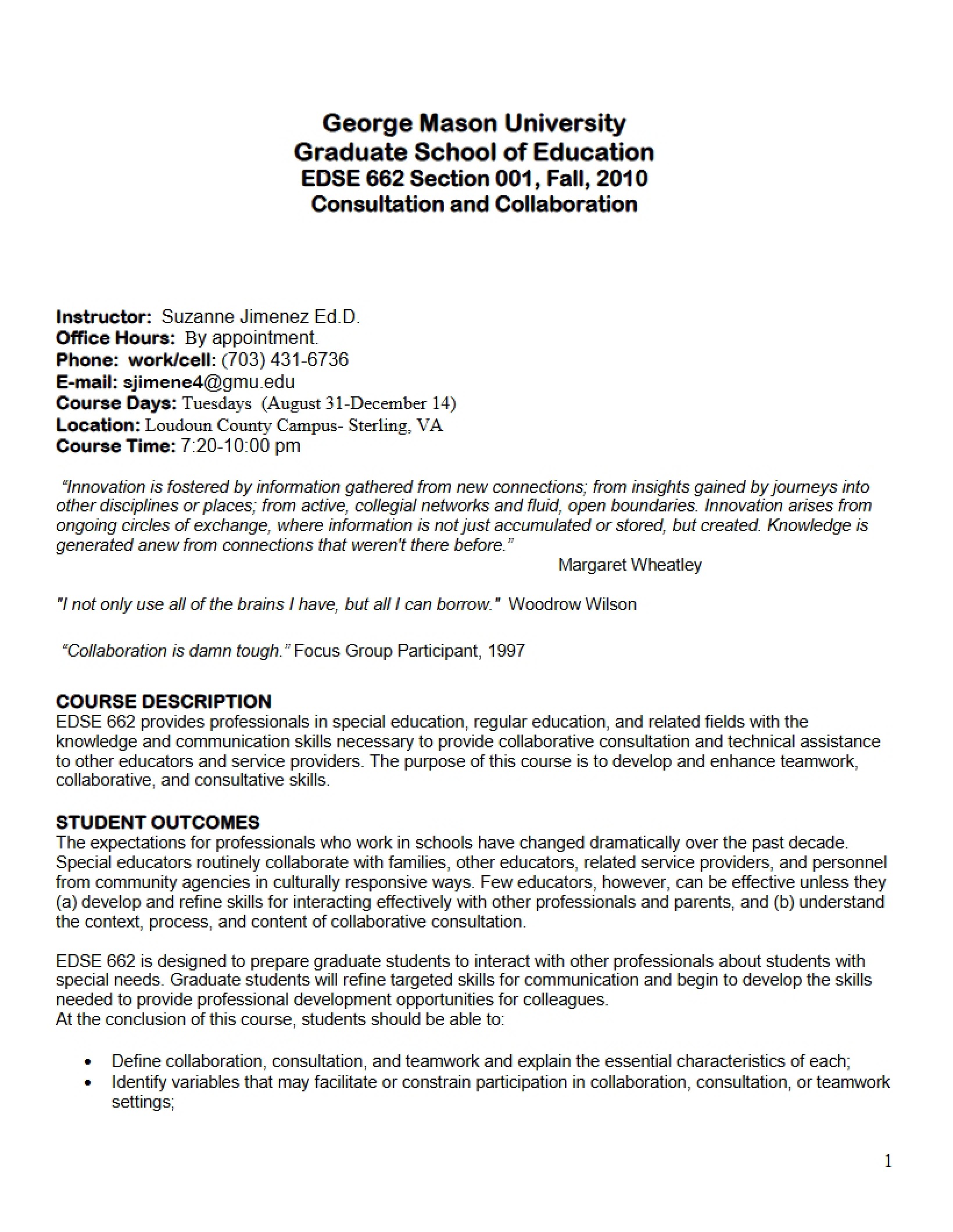 Consultation and Collaboration Syllabus