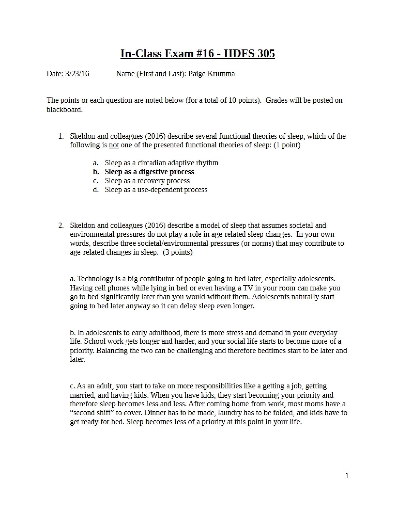 HDFS 305 - Exam 16 Adolescence