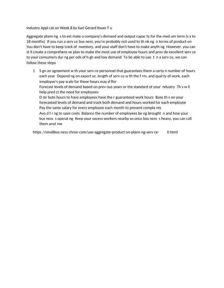 Week 8 Industry Application