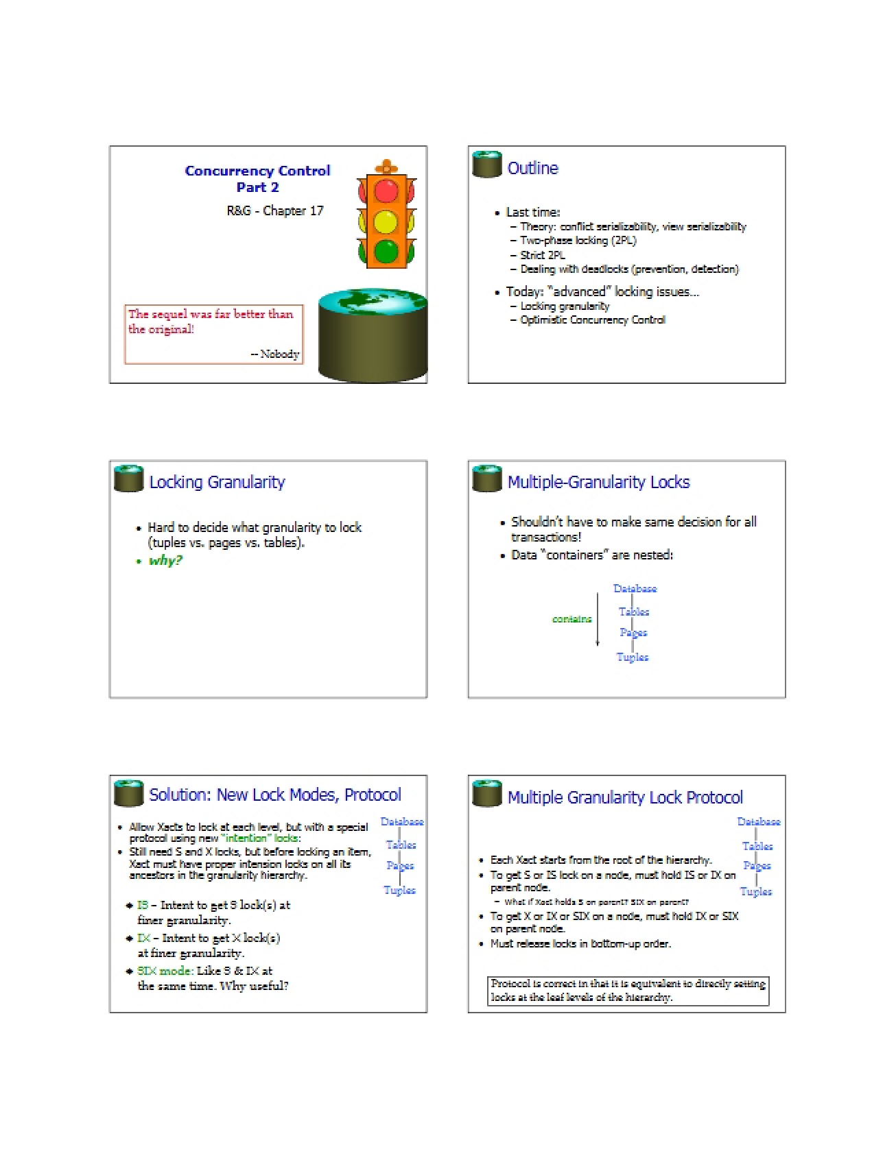 Control of Concurrency