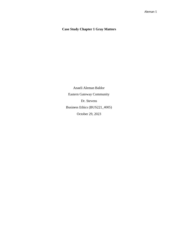 Chapter 1 Case Study - Gray Matters