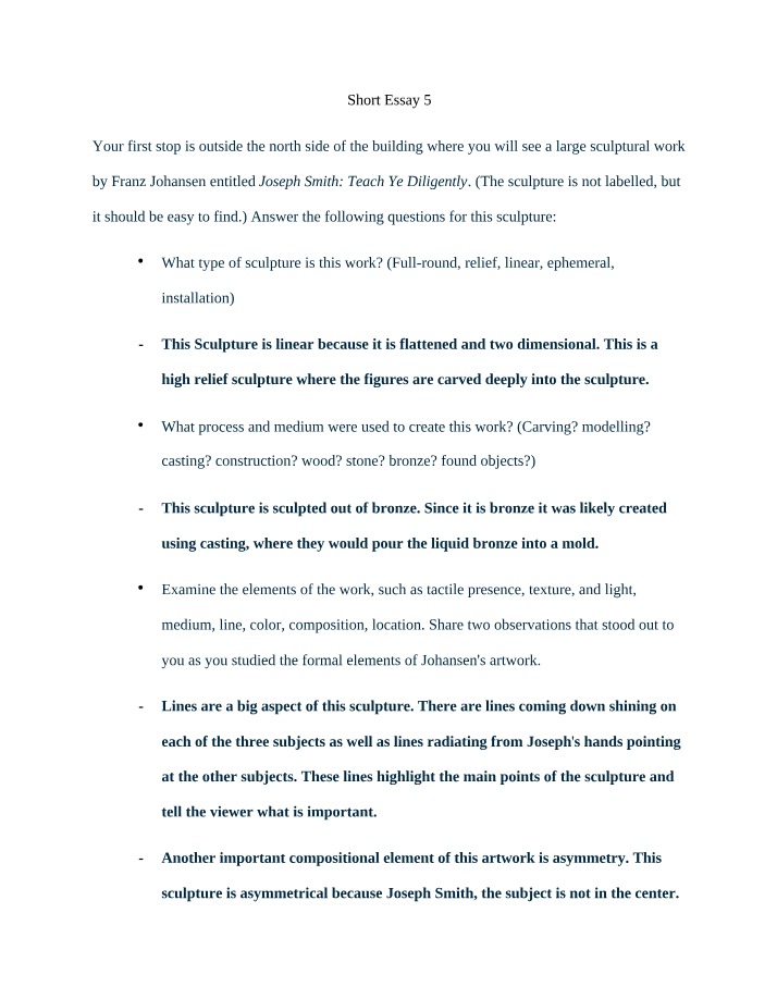 Analysis of the Joseph Smith Sculpture