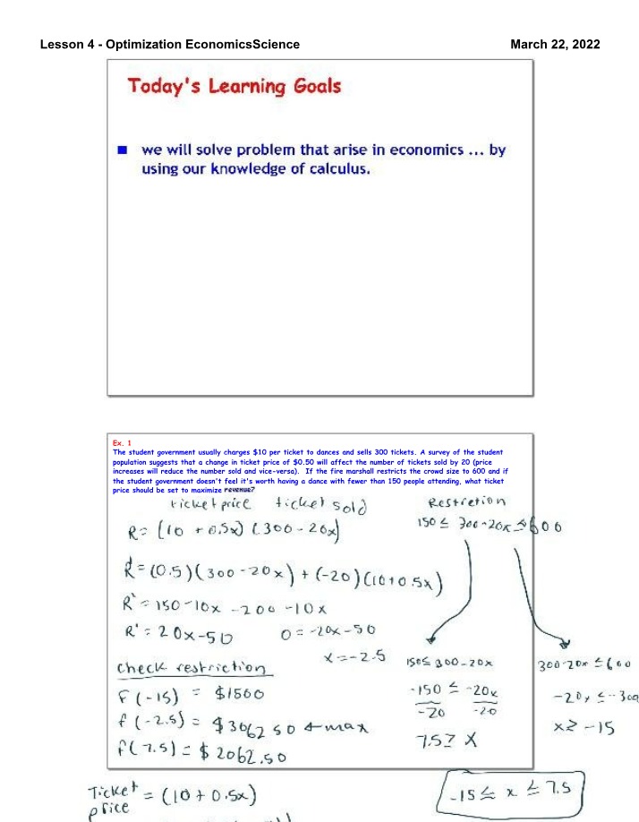 Economics Optimization - Maximizing Ticket Sales for Student