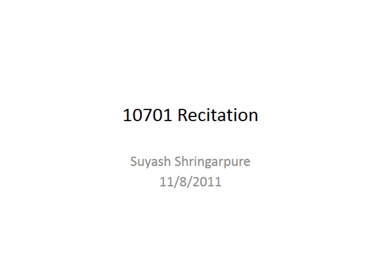 Eighth Recitation Session