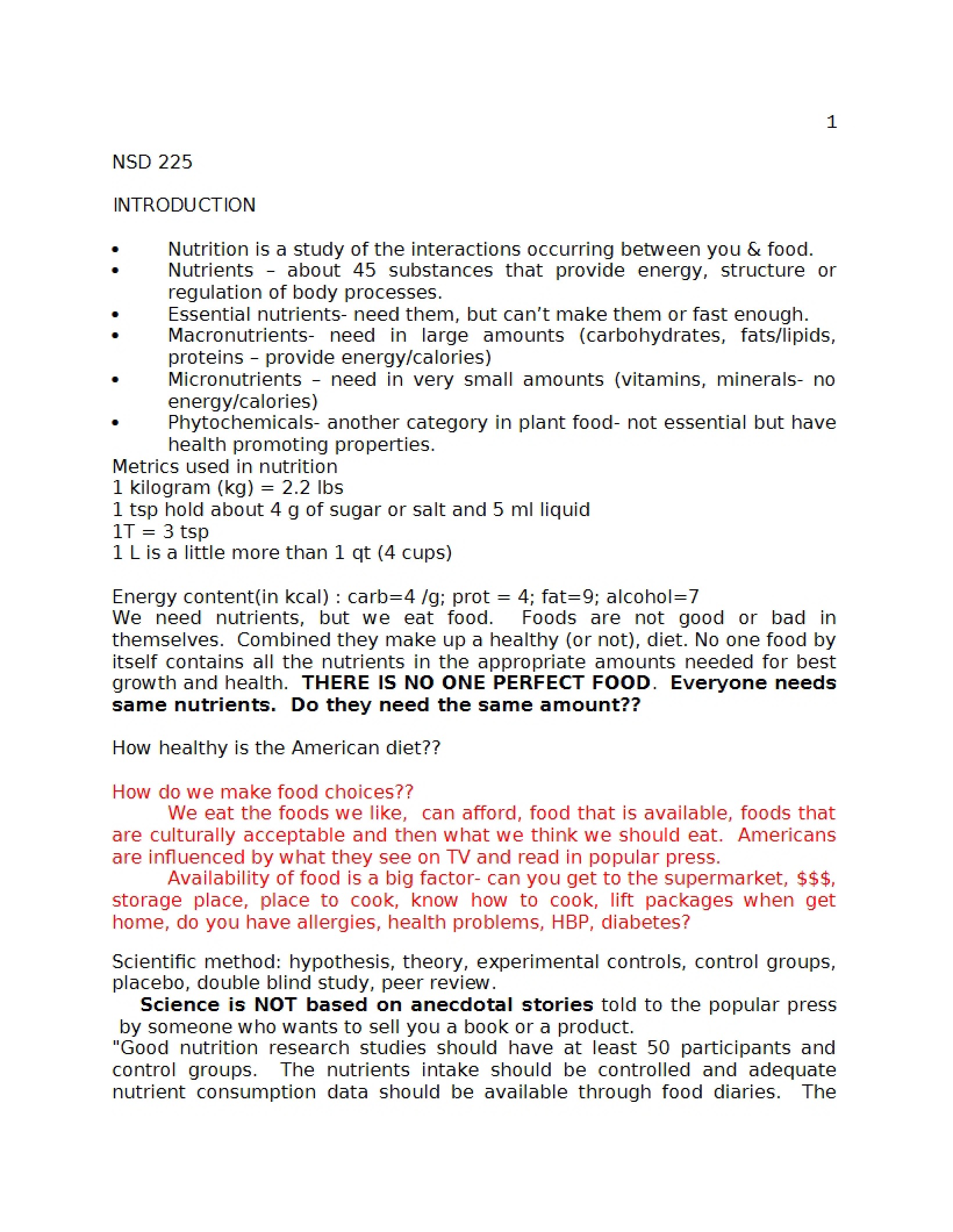 Nutrition Lecture Note