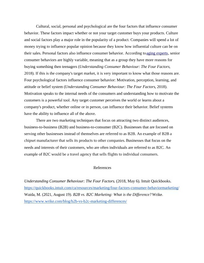 Consumer Behavior - The Four Factors