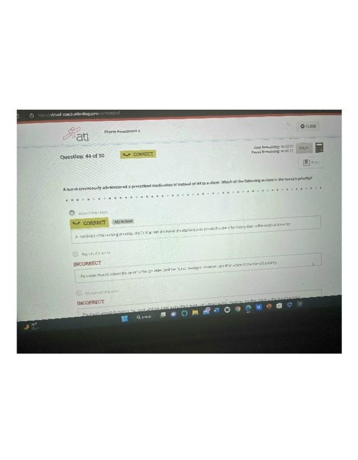 Priority Nursing Assessment for Clients After Medication