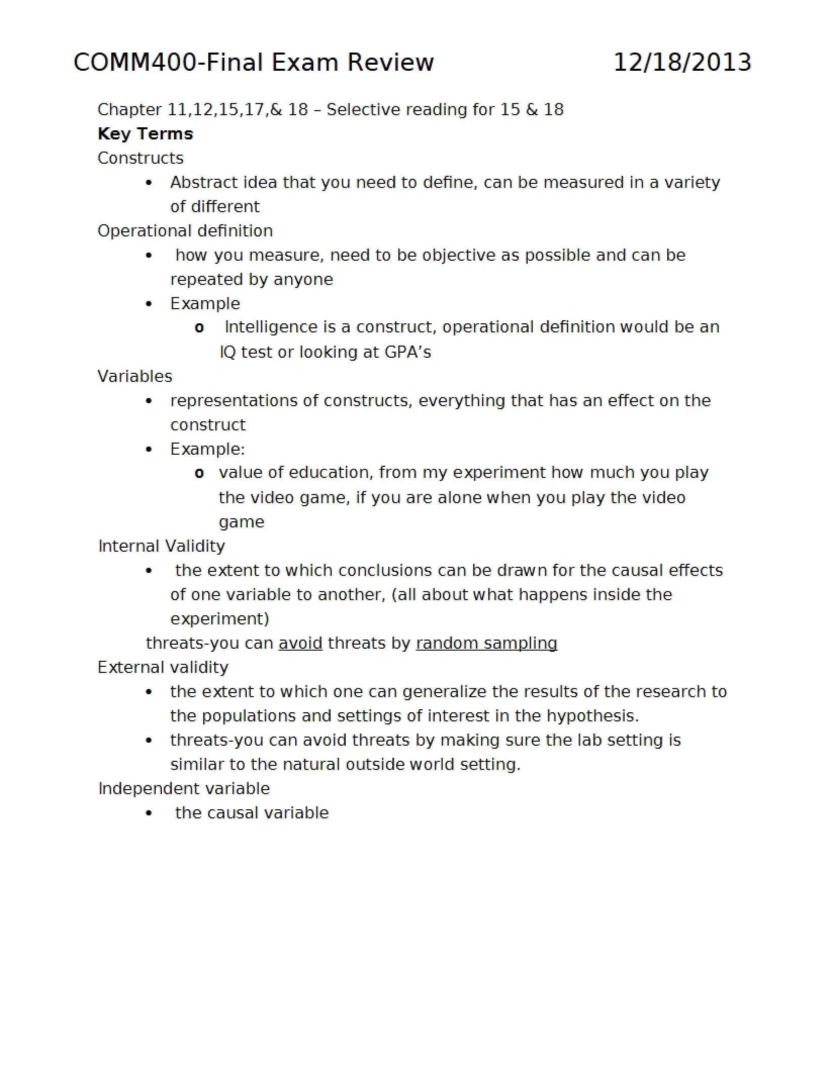 Research Methods Final Review