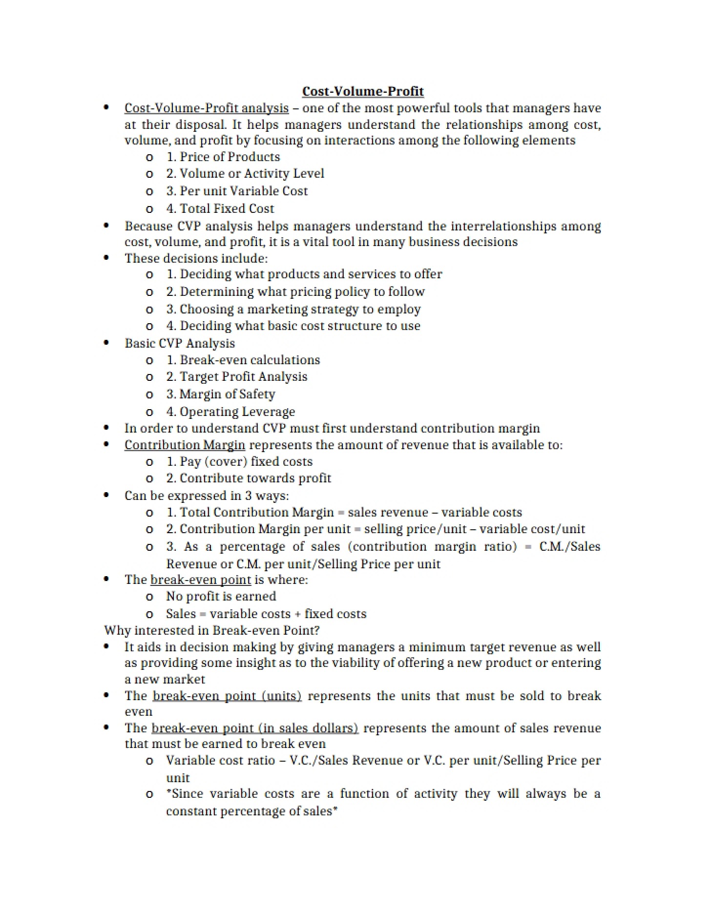 CVP Relationships